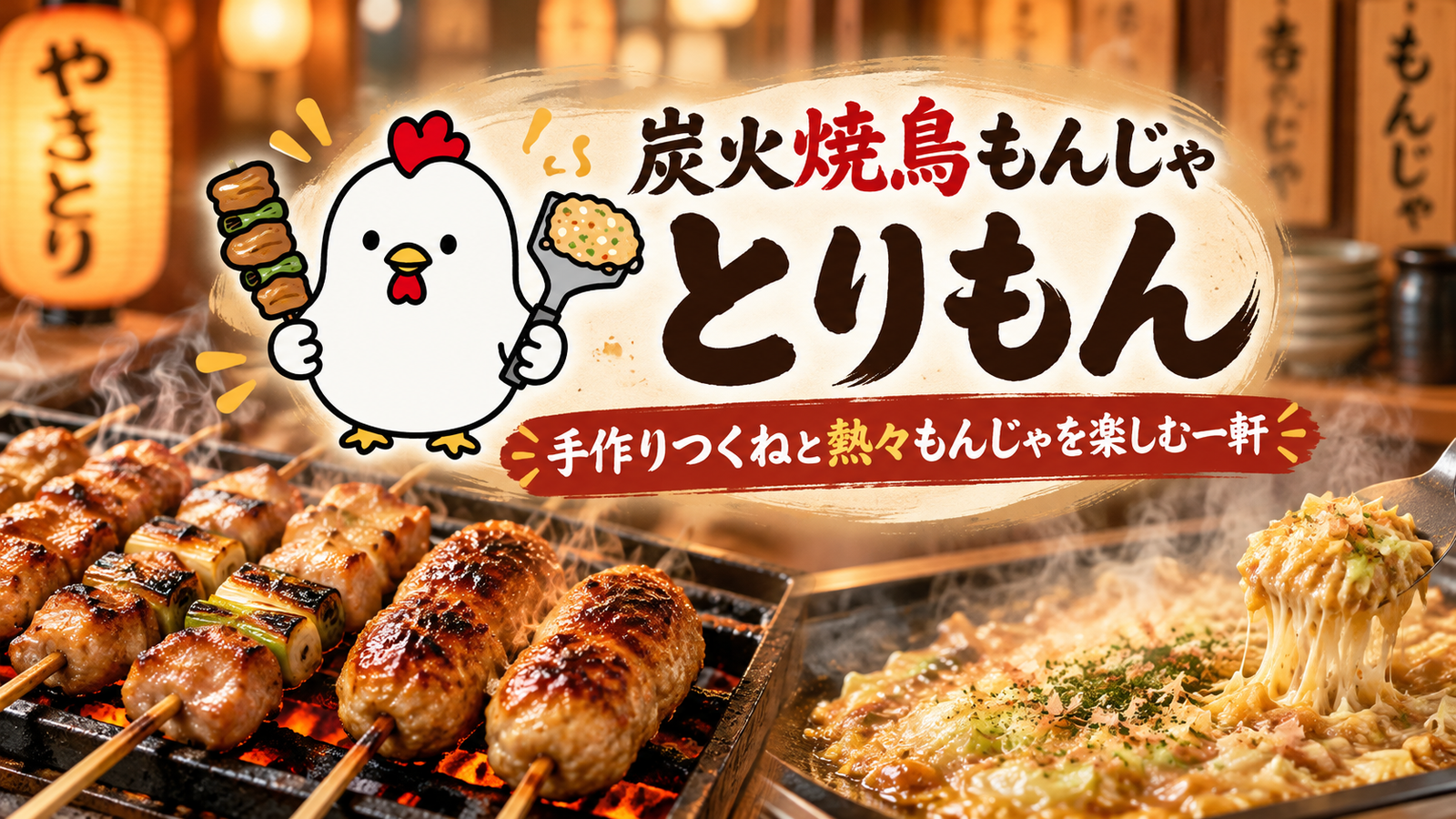 【徳島市】手作りつくねと炭火焼鳥、熱々もんじゃを楽しむ「とりもん」